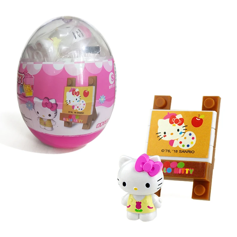 Hello Kitty Sanrio Gacha Building Block Set Anime Figure My Melody Kuromi Cinnamoroll Doll Capsule Toy Insert Children's Gifts