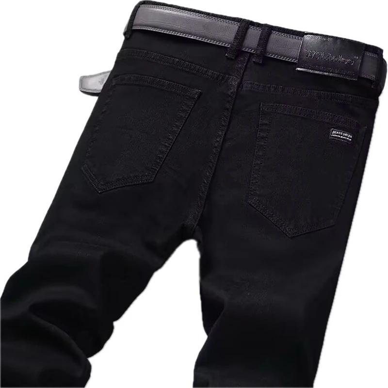Classic Business Casual Jeans Men High Quality Retro Slim Stretch Mens Jeans Cotton Trousers Embroidery Jean Homme Denim Pants