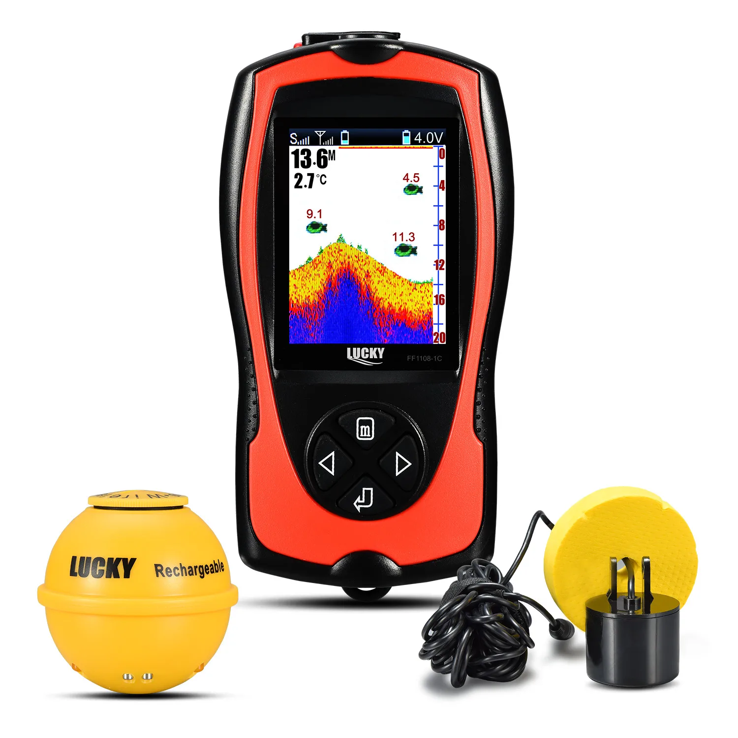 LUCKY-Portable Echo Sounder for Ice Fishing Depth Sonar Alarm Waterproof FF1108-1CLA fish finder