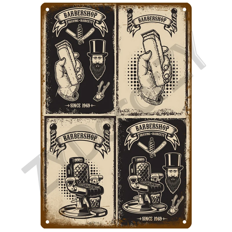 Vintage BARBER SHOP Metallschild Poster Cafe Bar Pub Blechschild Plakette Retro Haarschnitt und Rasur Bart Eisenplatten Druck Home Decor – Detail 17