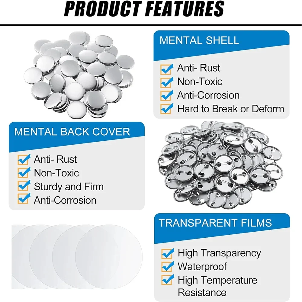 25-75MM Badges Button Maker Part 100PCS Blank Plastic Badge or Metal Badge DIY Pin Badges Maker Supplies For Badge Button Make badge parts,button making supplies
