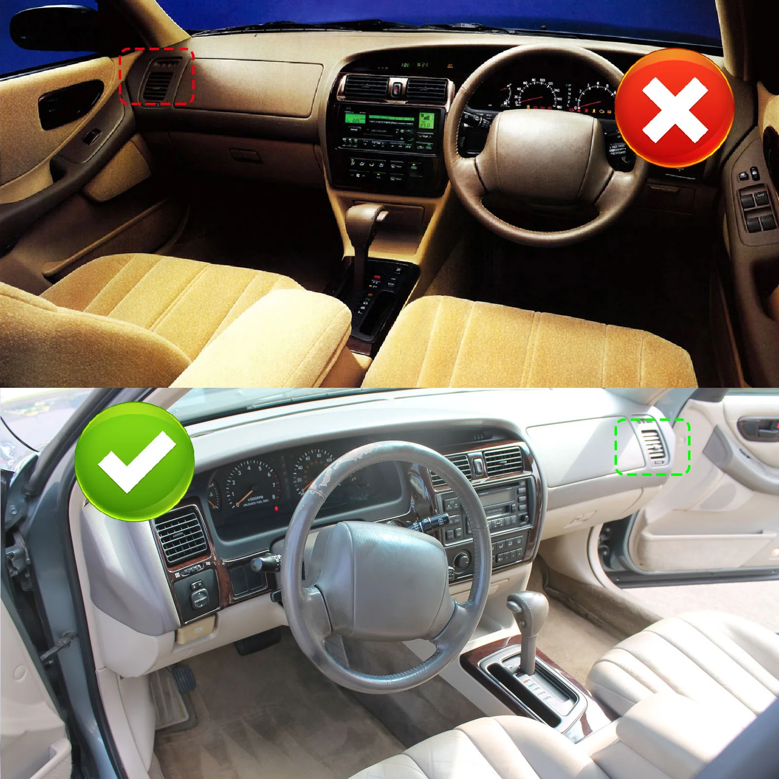 Car AC Vent Panel Dash AC Air Vent Outlet  Fit Anti Aging Enhanced Air Circulation for Avalon Pre-facelift 1995 To 1999