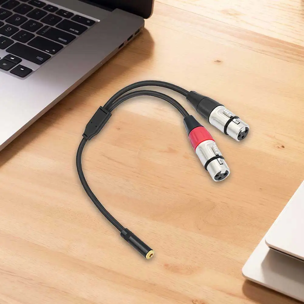 3.5mm Dual XLR To 1/8 Female Adapter 0.3m 1/8 To XLR Microphone Cable for Stereo Mic To L & R Audio Track