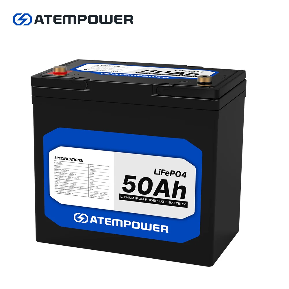 

ATEM POWER Deep Cycle Marine 4WD 50Ah 12V LiFePO4 Lithium Battery