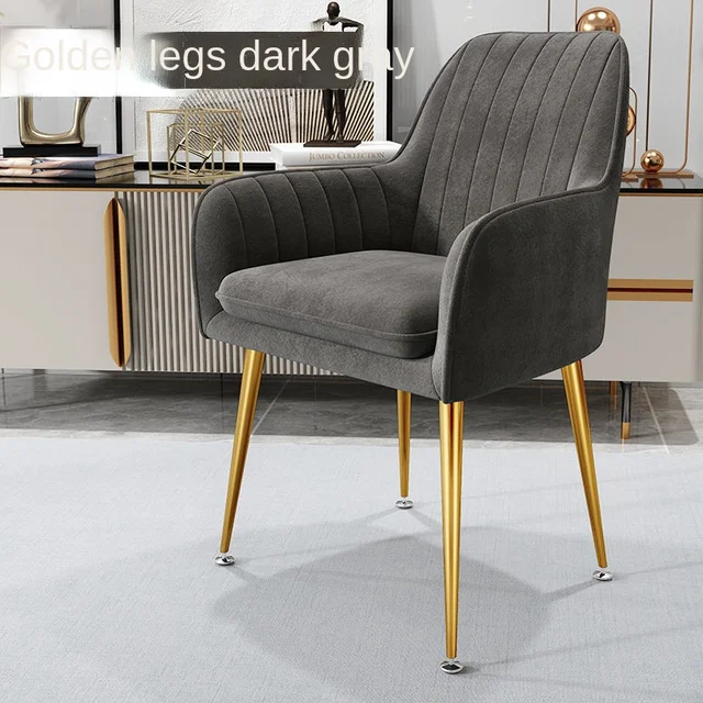 Nordic Ins Chair Home Internet Celebrity Makeup Dressing Table Stool Backrest Girly Bedroom Simple Manicure Light Luxury Chair Titanium-dark gray