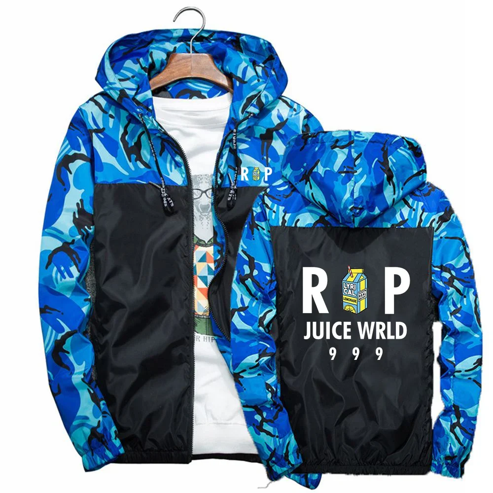 

Juice WRLD Printing Fashion 2024 New Man's Jacket Zipper Splicing Camouflage Windbreaker Hoodies Classic Casual Sweatshirts Coat