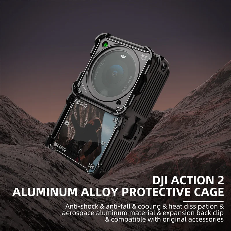 Metal Case for DJI Action 2 Anti-collsion Aluminum Alloy Protective Cage Cover+Adapter+UV Filter+Lens Cap Action 2 Accessory