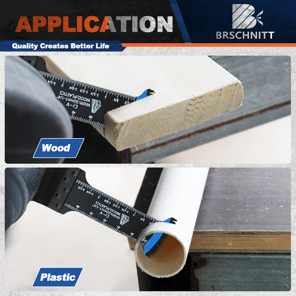 BRSCHNITT Japanische oszillierende Sägeblätter 5 Stück, extra lange Reichweite, Bogenkante, CRV, sauberer Schnitt für Holz, Kunststoff, Multitool-Klingen – Detail 3
