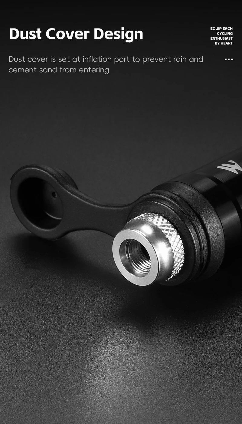 WEST BIKING Tragbare Fahrradpumpe 130PSI Hochdruck Presta Schrader Ventil Aluminiumlegierung Mini-Luftpumpe MTB Rennrad Zubehör – Detail 9