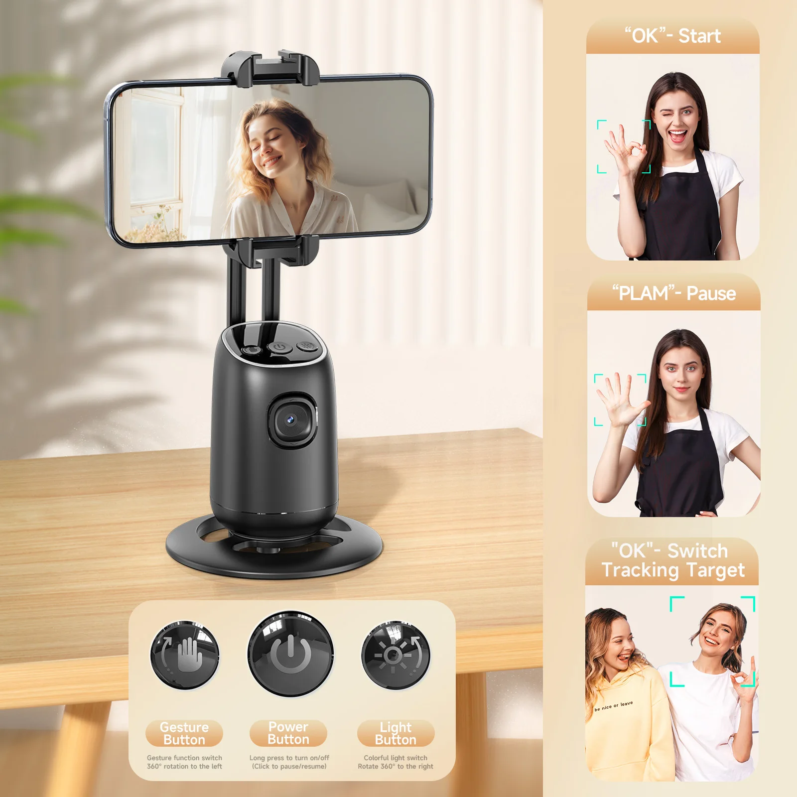 FDDT P05 AI Follow Gimbal 360 Rotation Face Tracking Stabilizer - View #2