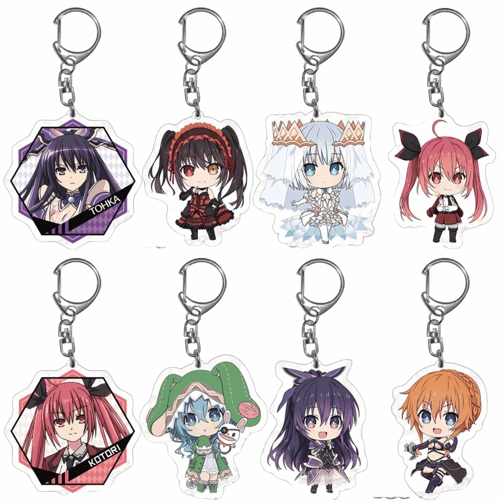 6 cm Charm Anime Fans Geschenke HD Charakter DATE A LIVE Acryl Schlüsselanhänger Tokisaki Kurumi Quadratic Element Ornament Serie