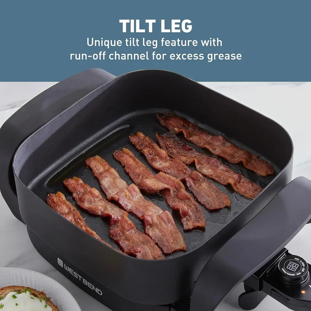 Electric Skillet, Family-Sized 3-Inch Deep with Diamond Shield Scratch-Resistant Non-Stick Finish, 12-Inch, Black 5