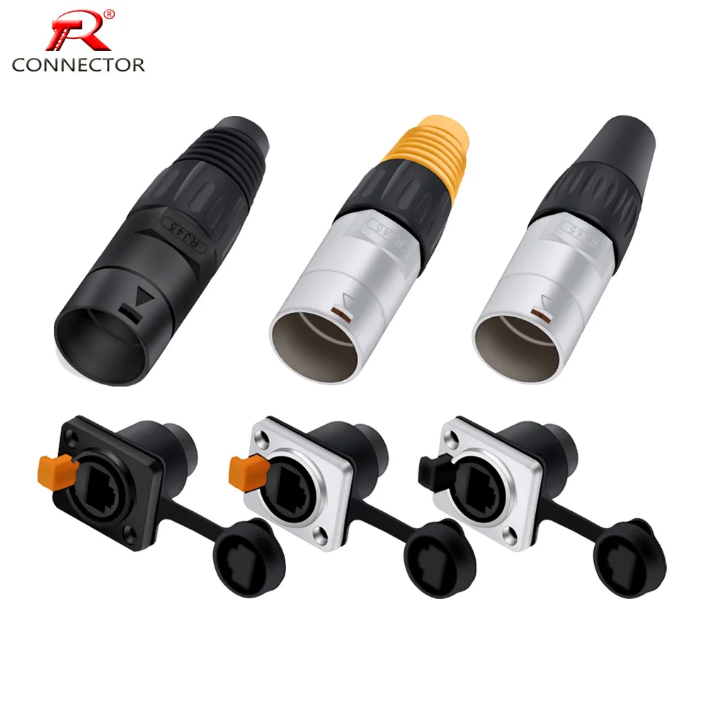 ตัวเชื่อมต่อ RJ45 กันน้ำ 10 ชิ้น (สีส้ม/ดำ) พร้อมแผง Mount