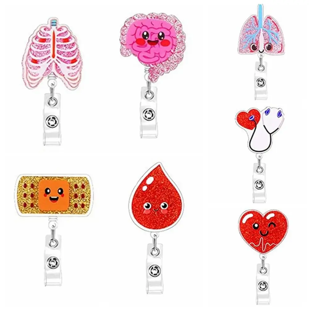 

Human Organs Retractable Badge Reel Alligator Clip Name Tag Easy Pull Buckle Acrylic 360 Rotating ID Badge Holder Hospital