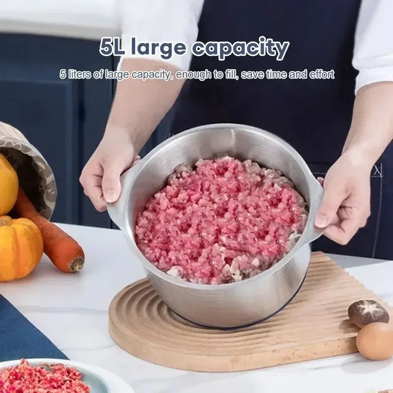 5L Electric Meat Grinders 304 Stainless Steel Food Crusher Multifunctional Vegetable Slicer Chopper Baby Food Processor 110V US 3