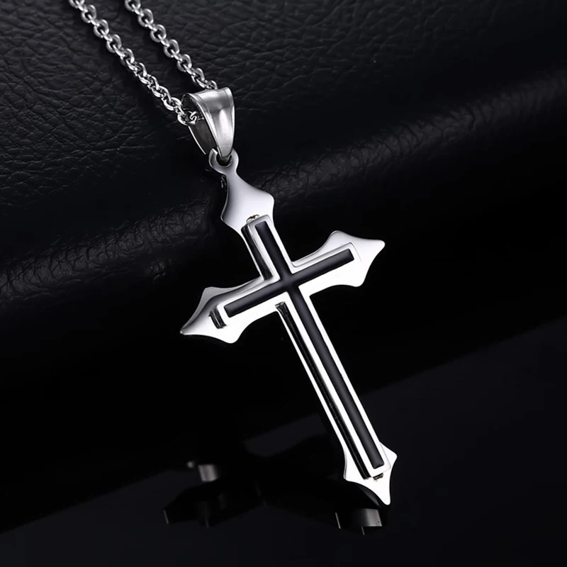 Fashion Silver Color Cross Chain Necklace Stainless Steel Cross Pendant  Necklace for Men Women Birthday Anniversary Gift Jewelry - AliExpress