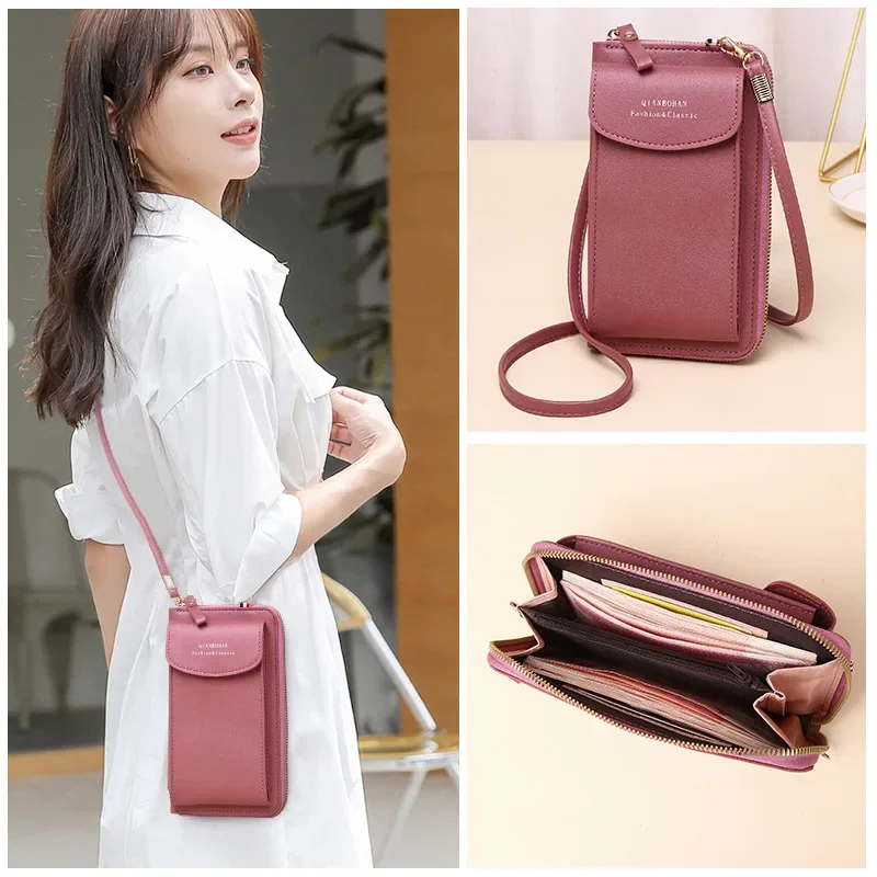 Fashion Phone Pocket Shoulder Bag Women Pu Leather Clip Design Female Small Crossbody Bags Ladies Messenger Purse Handbag Shoulder Bag Ladies Handbag Crossbody Bag
