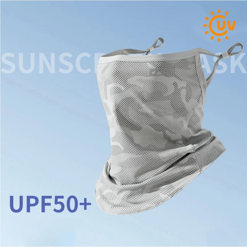 2Pcs Set Sun Protection Ice Sleeve Mask Summer Arm Sleeves Men Breathable Bandana Mask Ice Silk Cycling Arm Sleeves