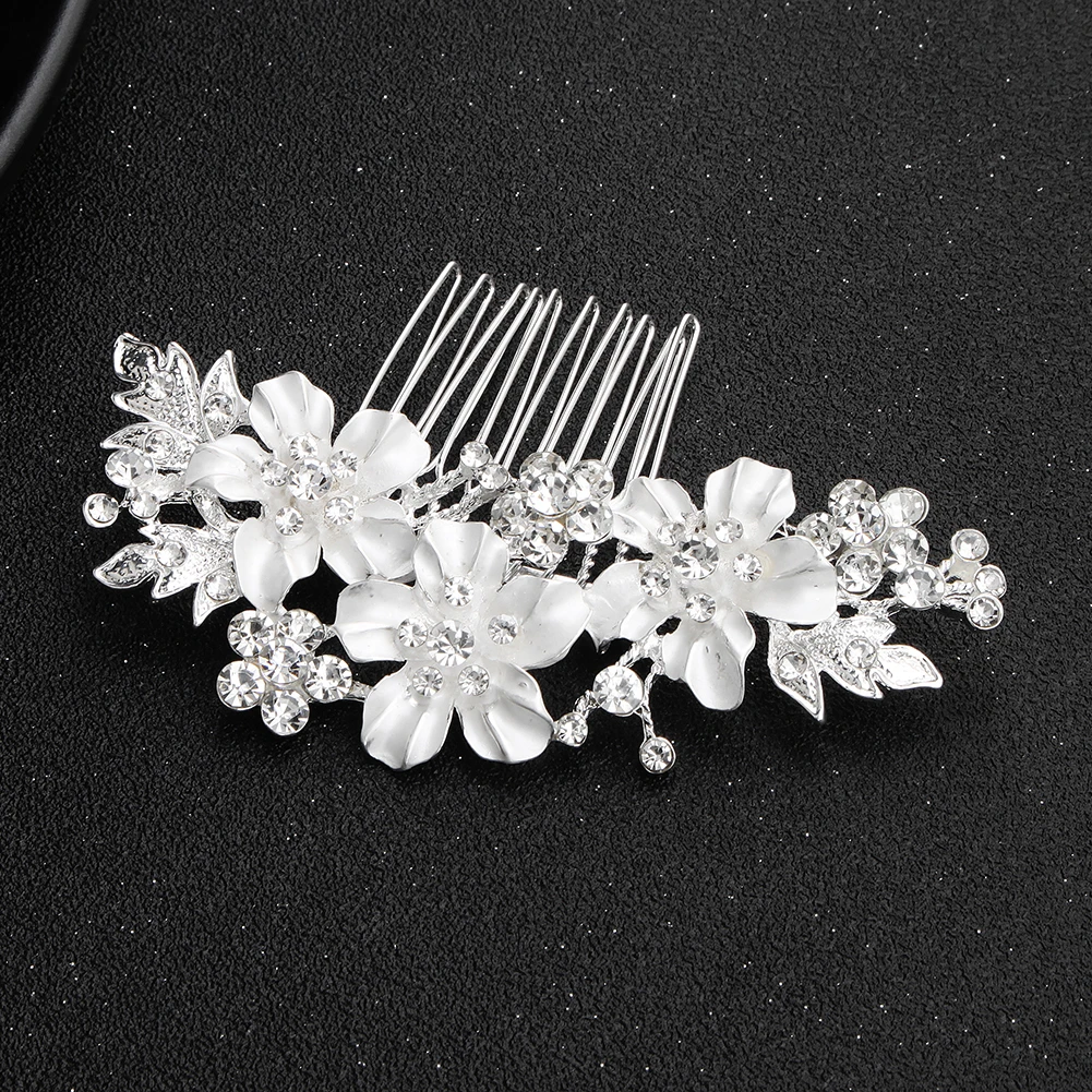 Gold/Silberfarbene Metall-Haarkämme, handgefertigte Hochzeits-Haarkämme für Bräute, blumenförmige Haarspangen, Hochzeits-Accessoires – Detail 12