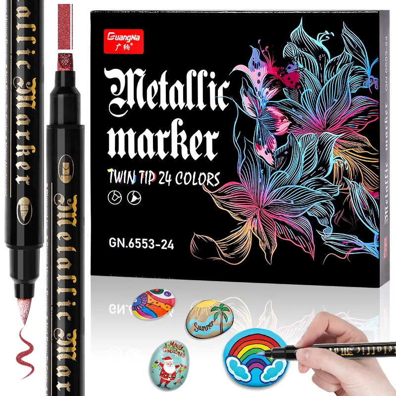 

12/24/36 цветов, мягкие кончики кистей, плоские кончики, металлические маркеры, ручки, акриловые маркеры, ручки для каменного камня, керамического стекла, дерева, металла