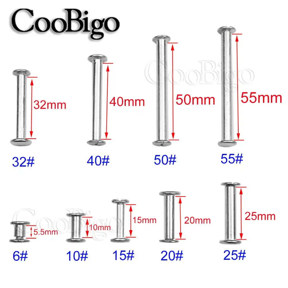 Metal Binding Chicago Screw Binder Loose Leaf Clip Fastener DIY Photo Album Scrapbook Bookkeeping Account Book Aluminum 10Sets