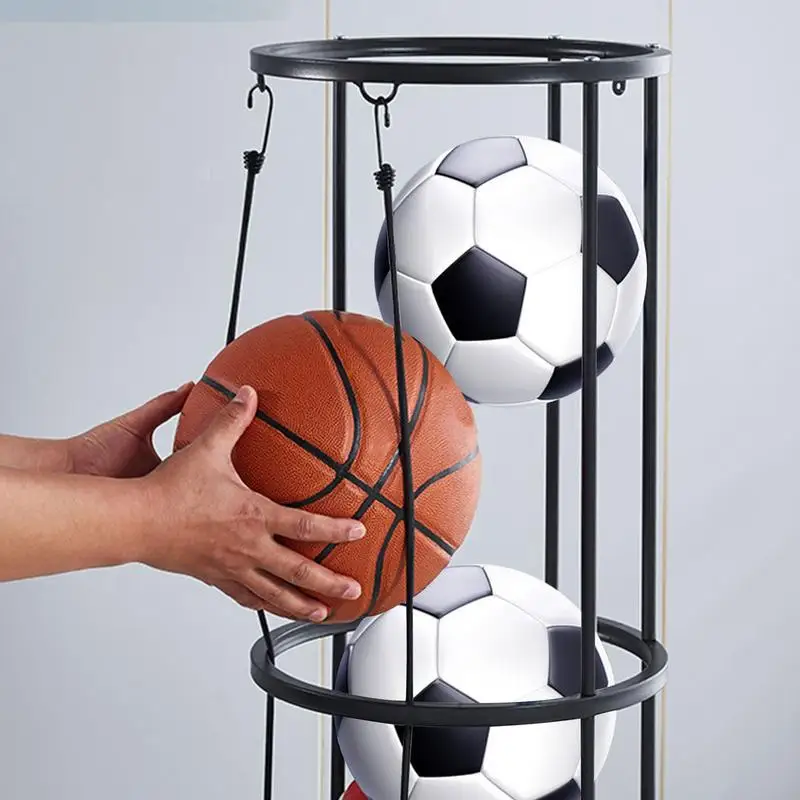 Supporto per palline, a 4 livelli, verticale, in metallo, supporto per palline, per interni, per sport