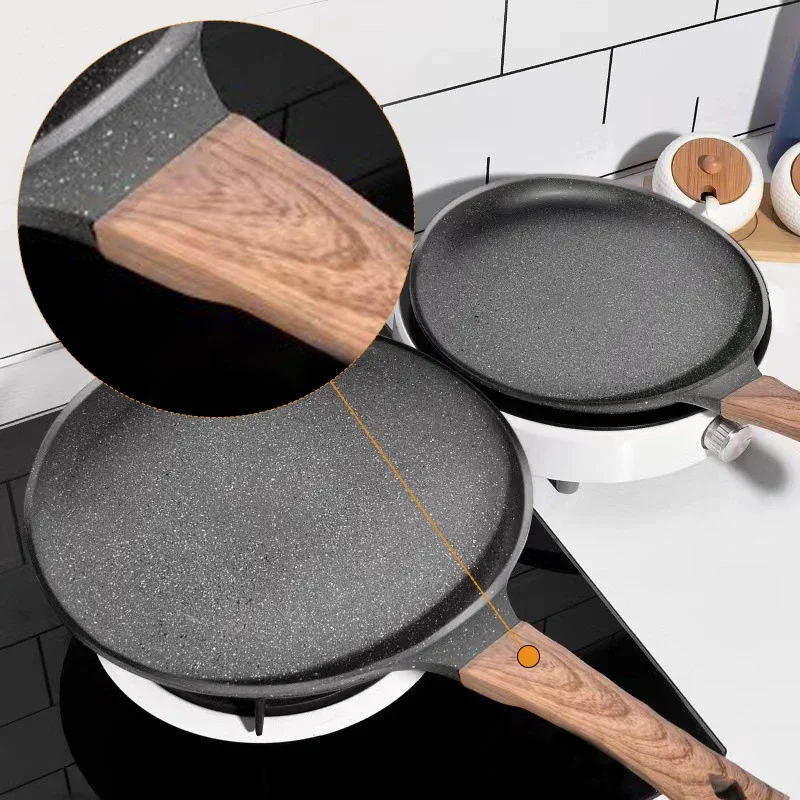 Crepe Pan Pancake Nonstick Frying Pans Wooden Handle Omelet Cooking Breakfast Pizza Steak Fried Cooker Crepe Kitchen Accessories
