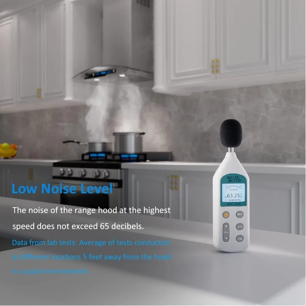 Wall Mount Range Hood Tempered Glass 900 CFM, Kitchen Chimney Vent Stainless Steel with Gesture Sensing