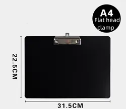 Black A4 Rigid Plastic Clipboard with Metal Clip (Black A4 Horizontal)