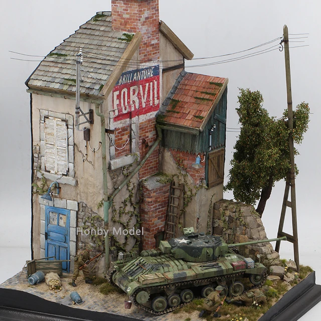 Unlackiert 1/35 Gebäude Modell Kits Ruinen Haus Handmade Miniatur
