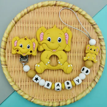 사용자 정의 영어 러시아어 실리콘 문자 이름 아기 실리콘 펜던트 젖꼭지 클립 체인 Teether 아기 젖꼭지 카와이 장난감 선물