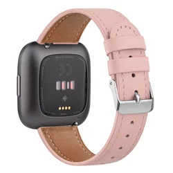 Premium 100% Leather Strap Bracelet - Enhanced Wristband Replacement - Fitbit Sense (Pink)