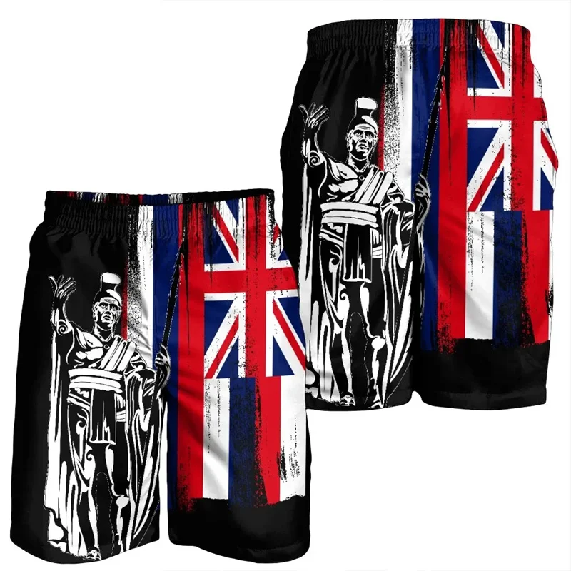 

Мужские шорты Гавайский флаг, пляжные короткие штаны для мальчиков, полинезийские спортивные шорты с цветочным принтом, для спортзала, летние трусы