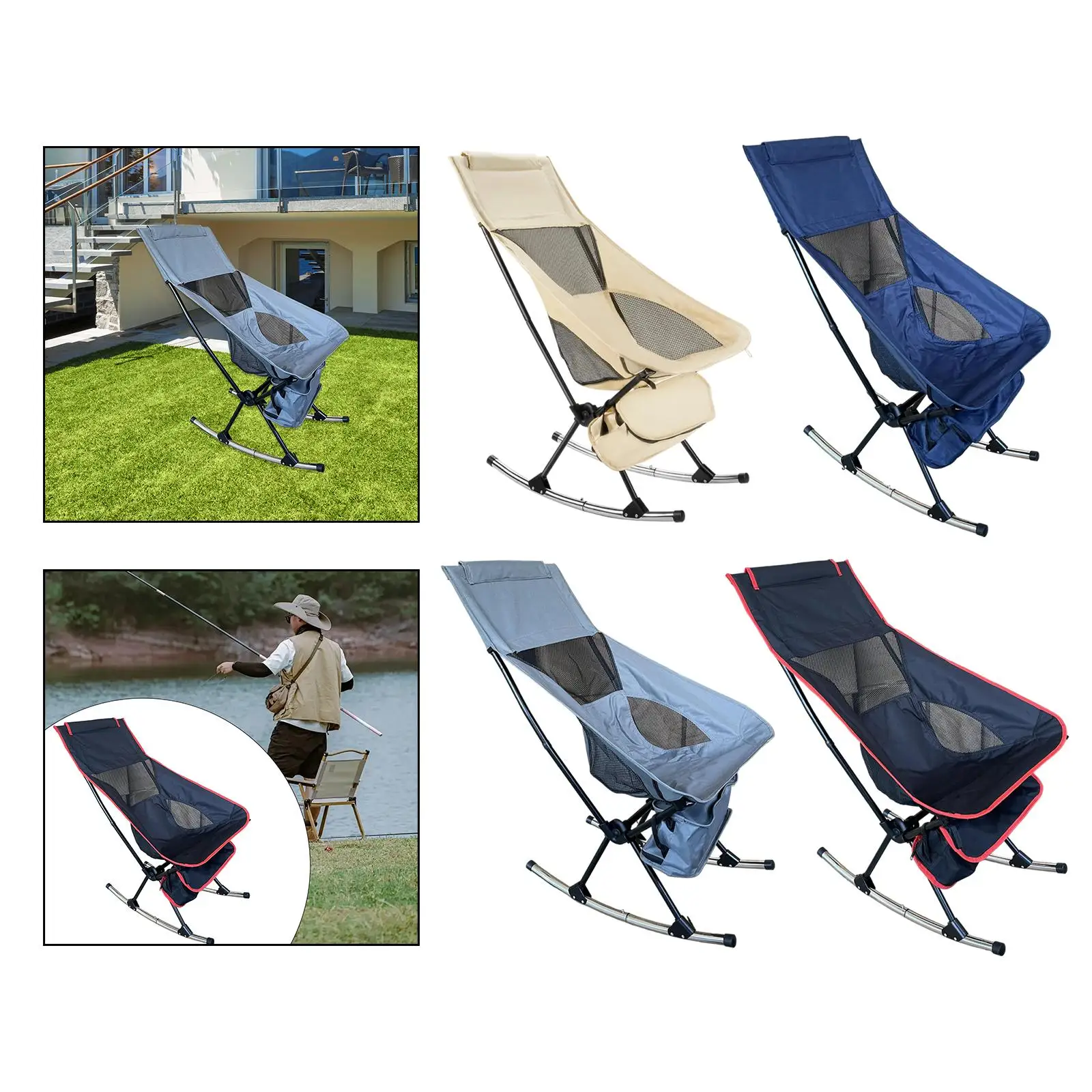 Rocking Camping Chair Heavy Duty Hammock with Storage Bag Swing Chair Seat for