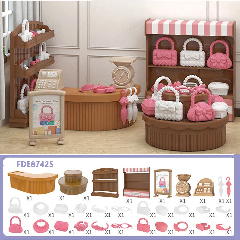 Miniature Dollhouse Furniture & Accessories Set - Supermarket Bedroom & Kitchen Toy Gift