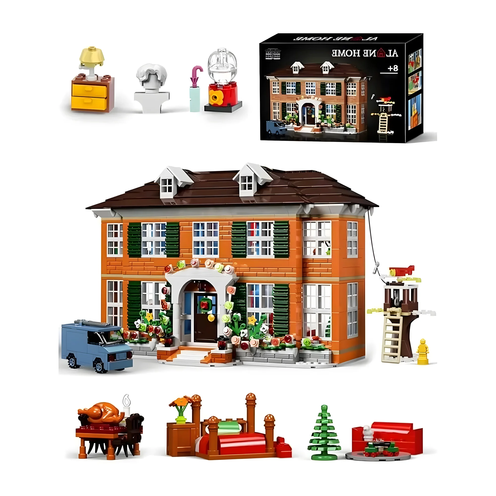 MOC 아파트 케빈의 2층 주택 빌라 빌딩 블록 세트 스노우 알론스 오두막 집 아이디어 DIY 장난감 어린이 생일 크리스마스 선물