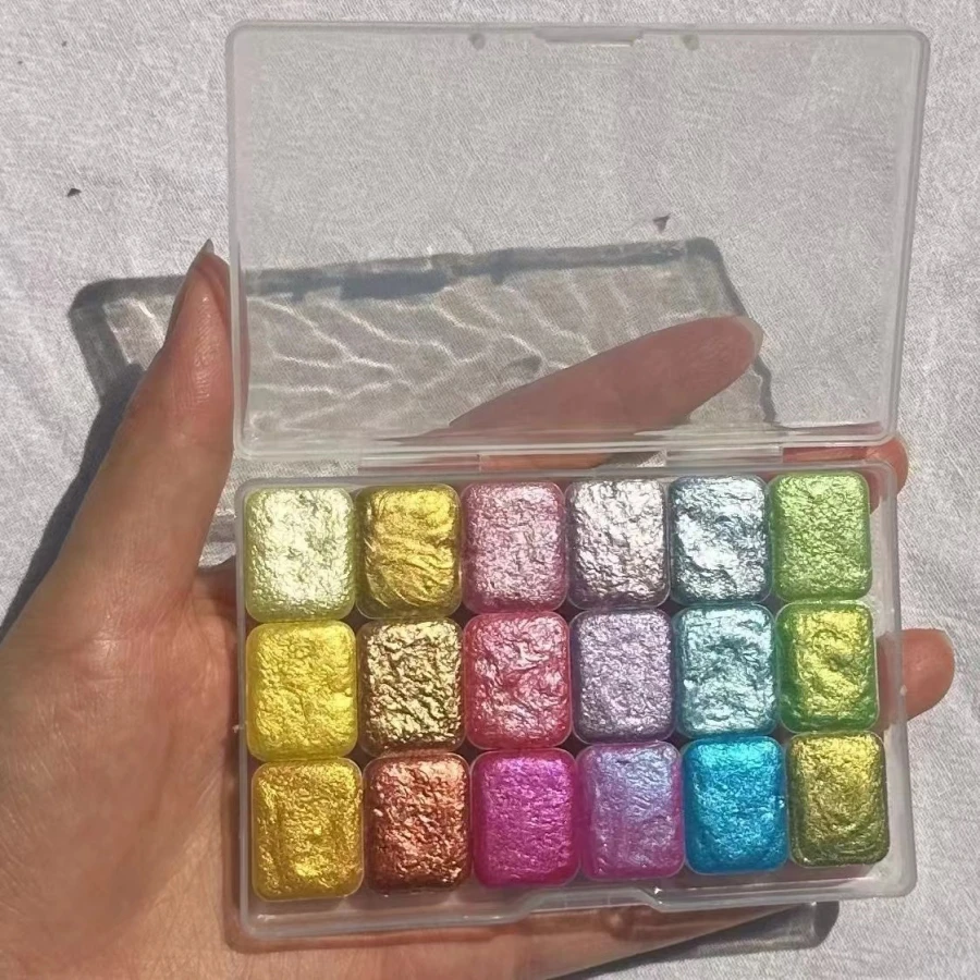 6/18 컬러 진주 단색 수채화 안료, 인어, 진주 수채화 안료, 네일 래핑 꽃 그림 염색 도구, thangka ES