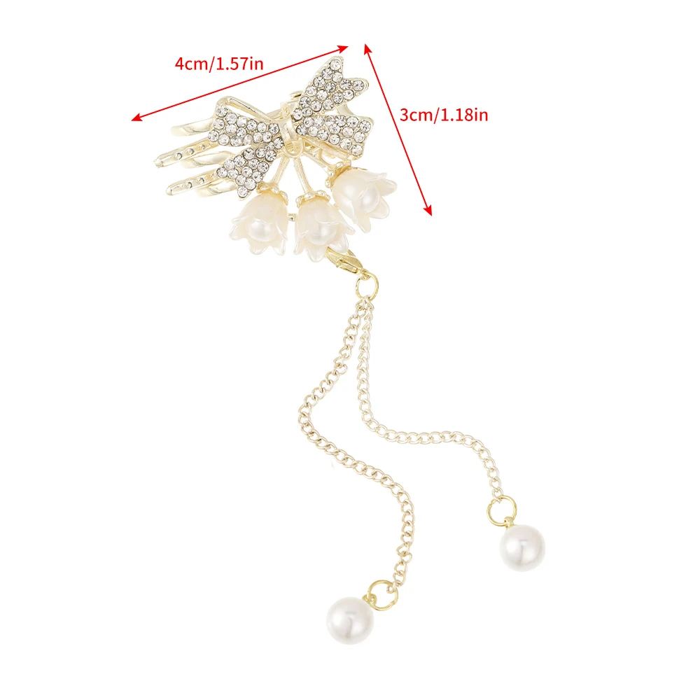 Elegant Lily Of The Valley Flower Hair Clip Claw Crabs On The Back Of The Head Pearl Flower Hairpin Bangs Clip Tassel Clip