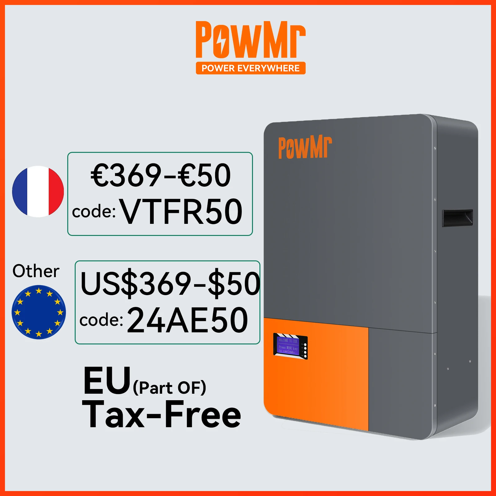 Powmr 10Kwh 5Kwh Lifepo4 Batteria 48V 100Ah 200Ah Lithium Powerwall Rs485/Can Bms Comunicazione Può Parallelo 15 Unità A 144Kwh