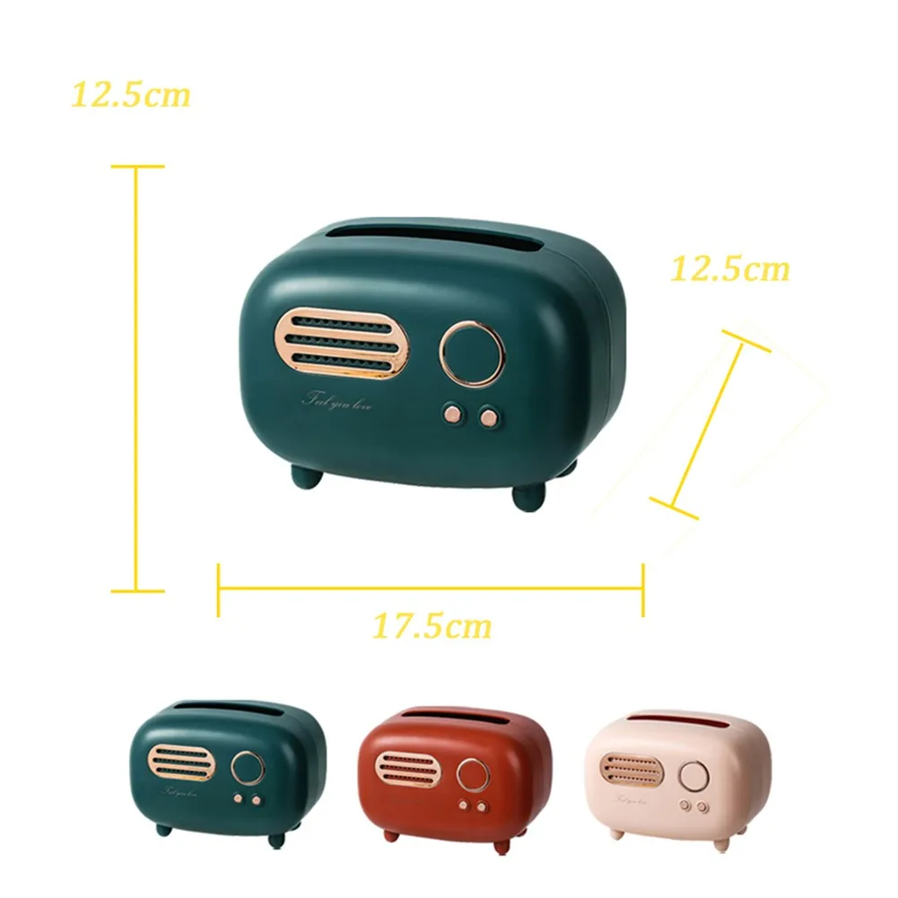 Retro Radio Model Tissue Box Desktop Paper Holder Home Living Room Tissue Box Case Vintage Dispenser Storage Napkin Case tissue dispenser tissue box