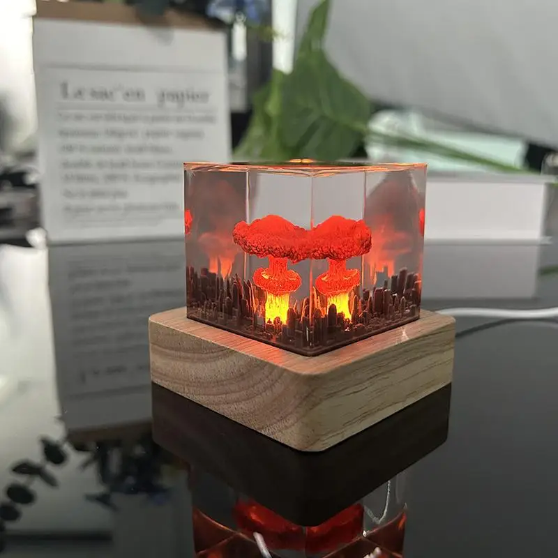

Креативный ночник в форме облака с 3D ядерными грибами, USB лампа для атмосферных взрывов, прикроватная лампа из смолы, подарок, настольное украшение