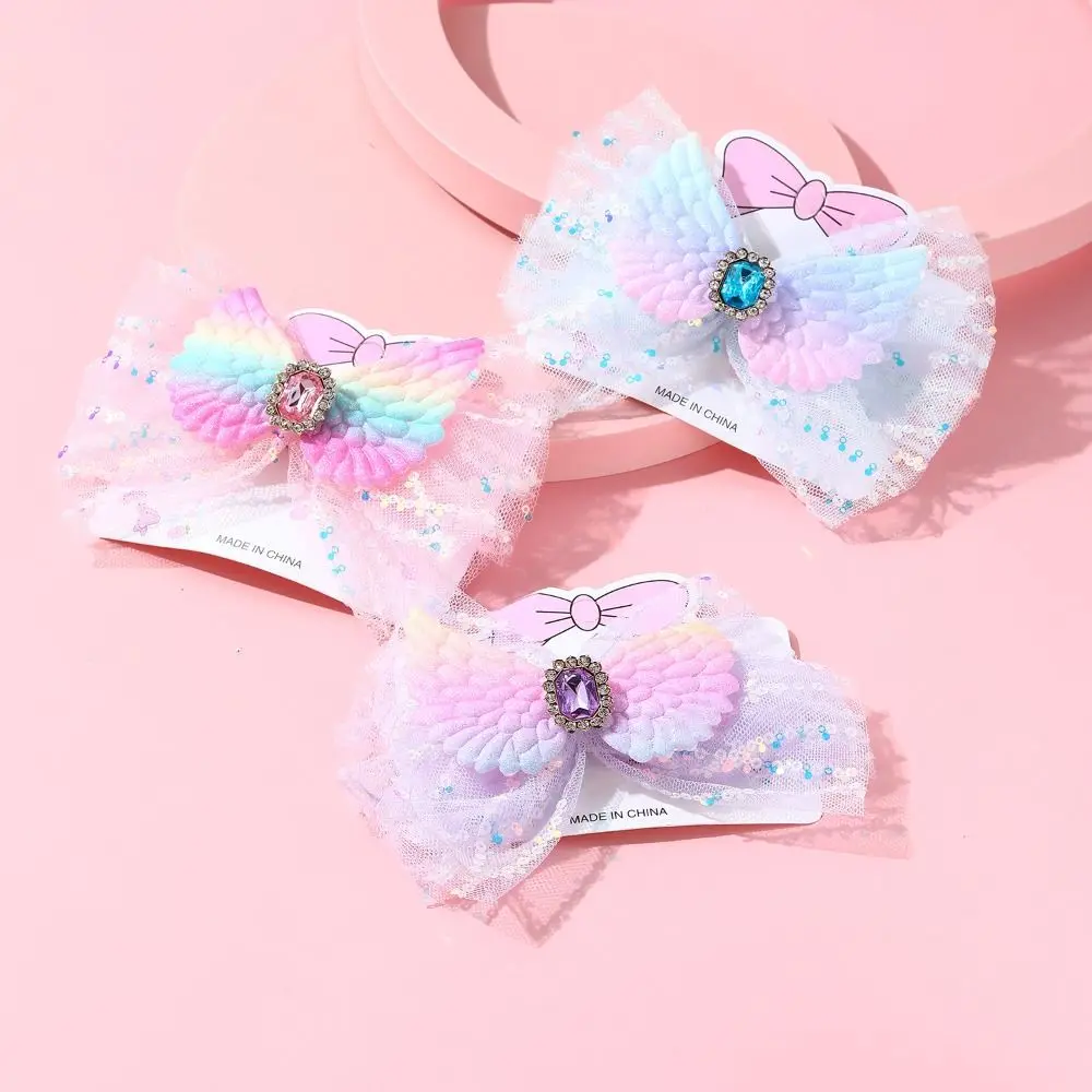 

Sequin Bow Mesh Hair Clip Fairy Colorful Wing Sweet Mesh Hairpin Hair Clip Princess Gauze Hair Accessories Dance
