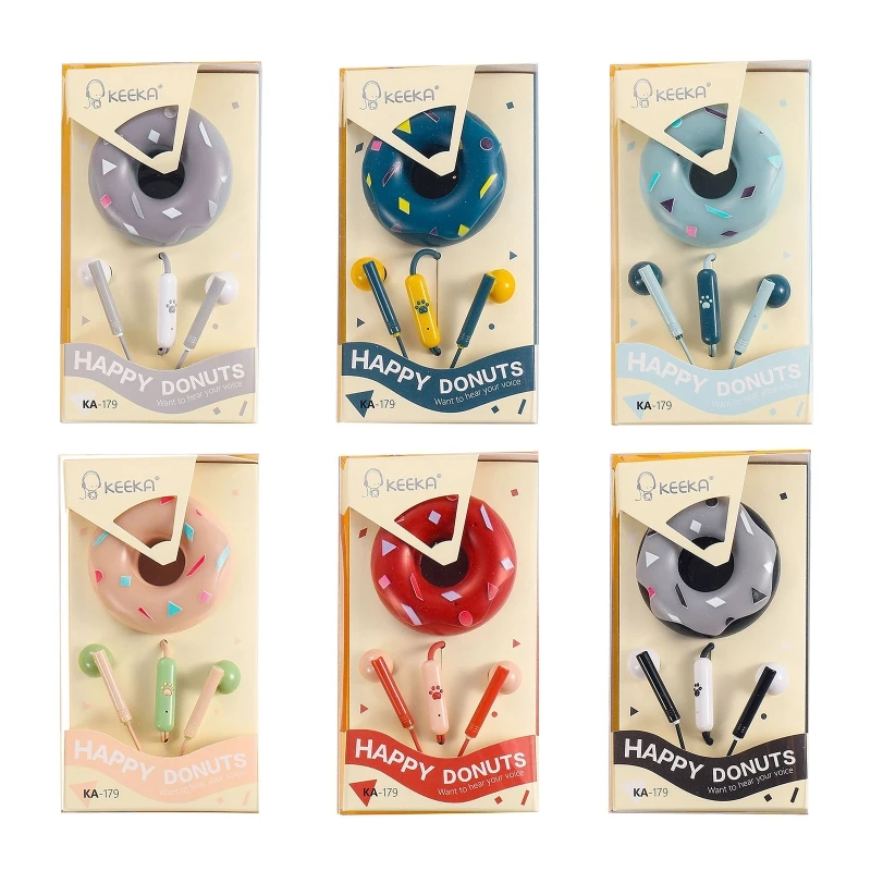 Cute Donuts Wired Earphones with Microphone Headphone With Cute