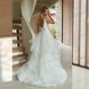 Elegant Wedding Dresses A-Line Tulle Tiered Pleat Bridal Gowns Sexy Sleeveless Deep V-Neck Robes Vestidos De Novia Customized 2