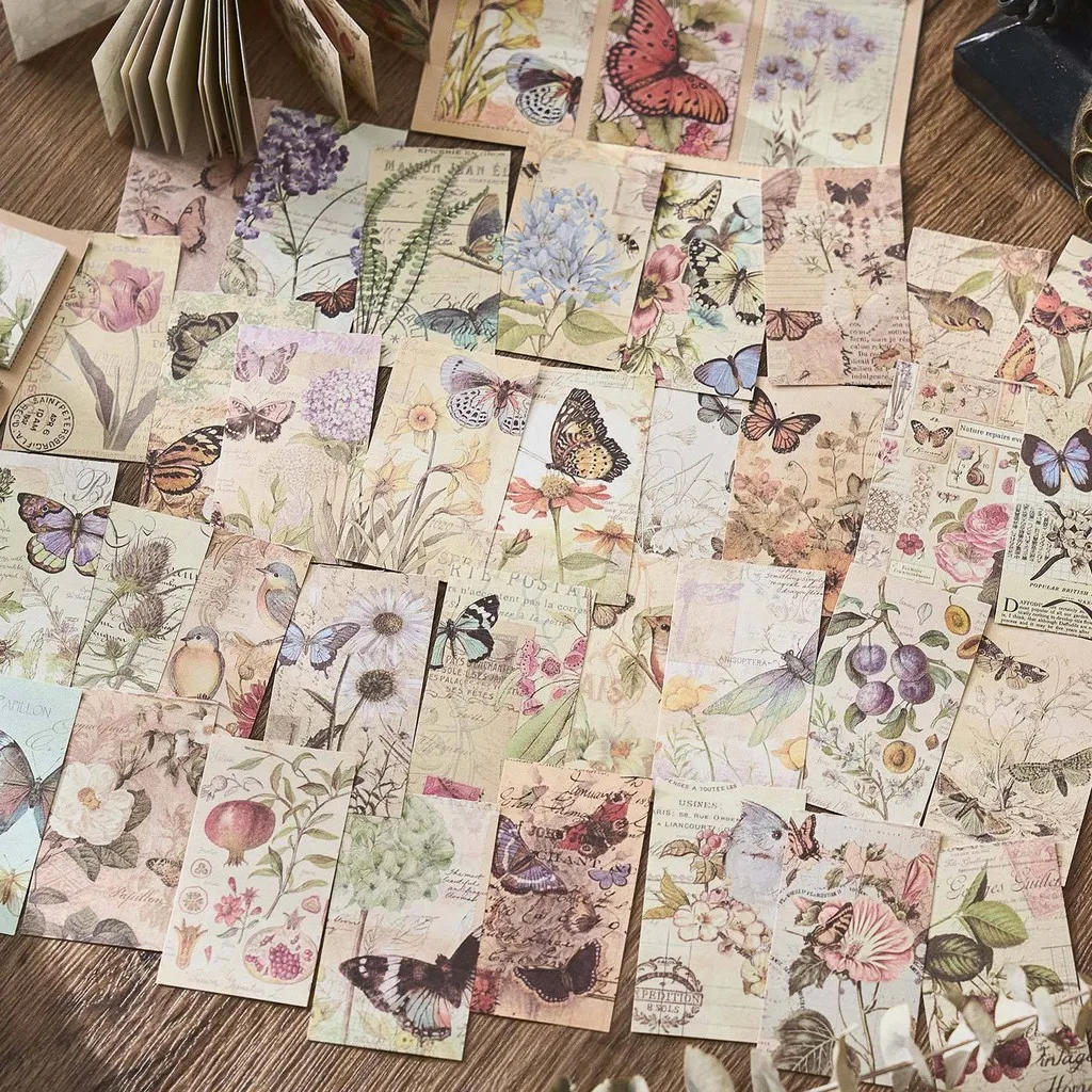 60Sheets Notepad Scrapbook Paper Background Craft Paper Collage Junk Journal DIY Album Scrapbooking Material Pack