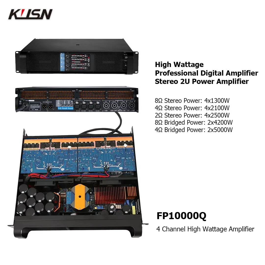 FP10000Q 10000W RMS Professional Digital Amplifier 2500Wx4 2 Ohm Stereo High Performance 2U Power Amplifier