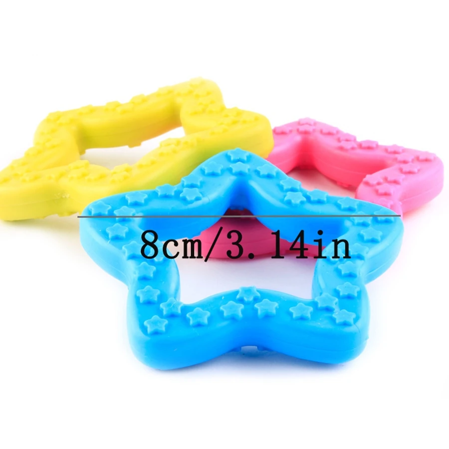 1PC rubber toy, resistant to biting, grinding, and teeth strengthening, five pointed star toy