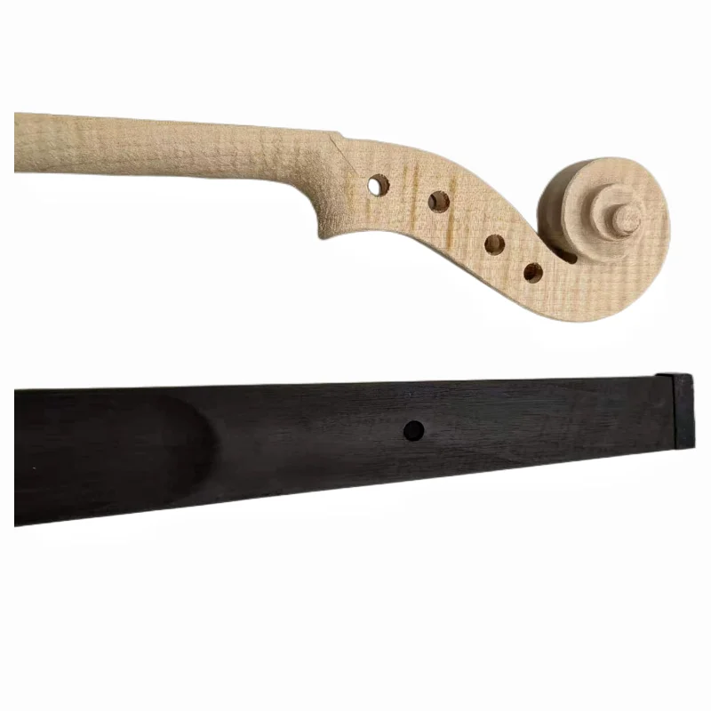 Violin Neck Head 4/4 3/4 1/2 Unvarnished with Fingerboard Fretboard Maple Wood