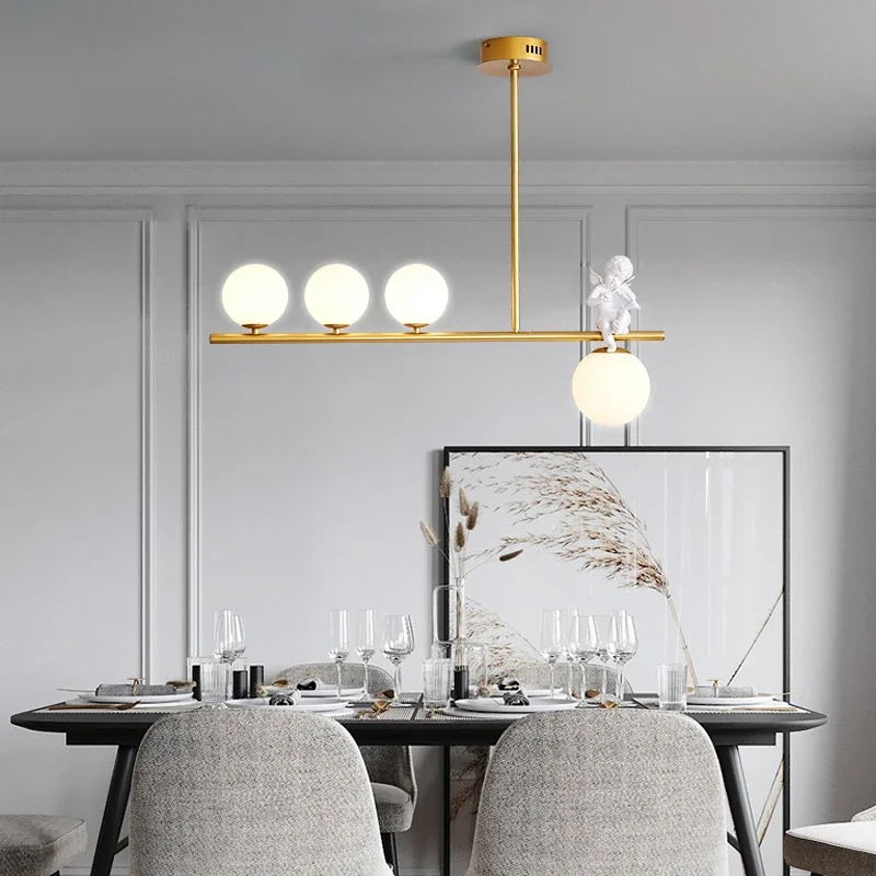 

Modern Minimalist Pendant Lamp Little Angel Glass Ball Led Chandeliers for Dining Room Kitchen Home Decoration Lighting Fixtures