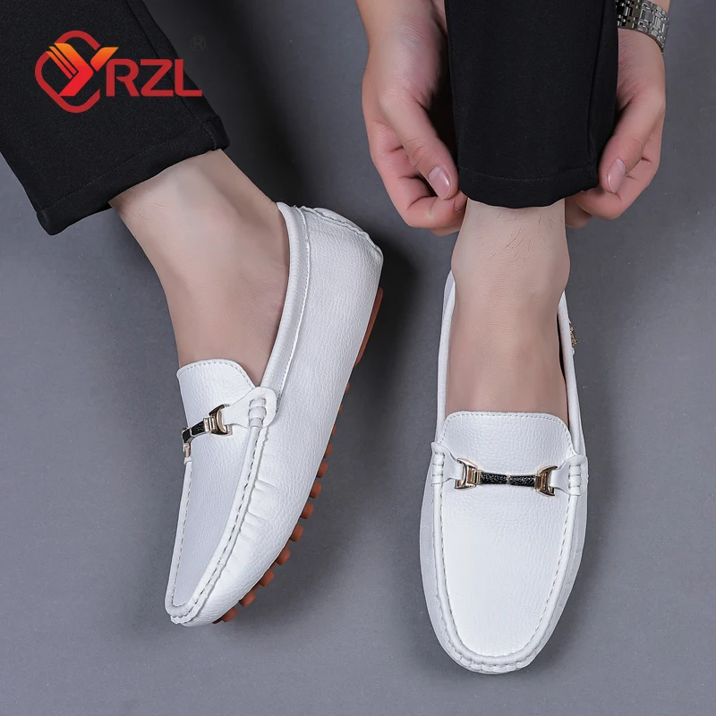 YRZL White Loafers Men Casual Shoes Luxury Brand Mens Loafers Moccasins Breathable Big Size 37-48 Slip on Driving Shoes for Men